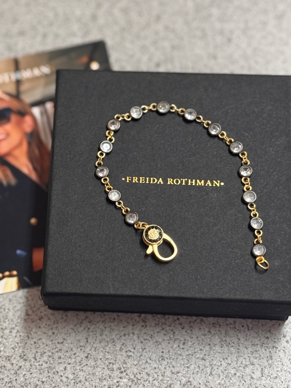 Gold Crystal Station Bracelet - Clear